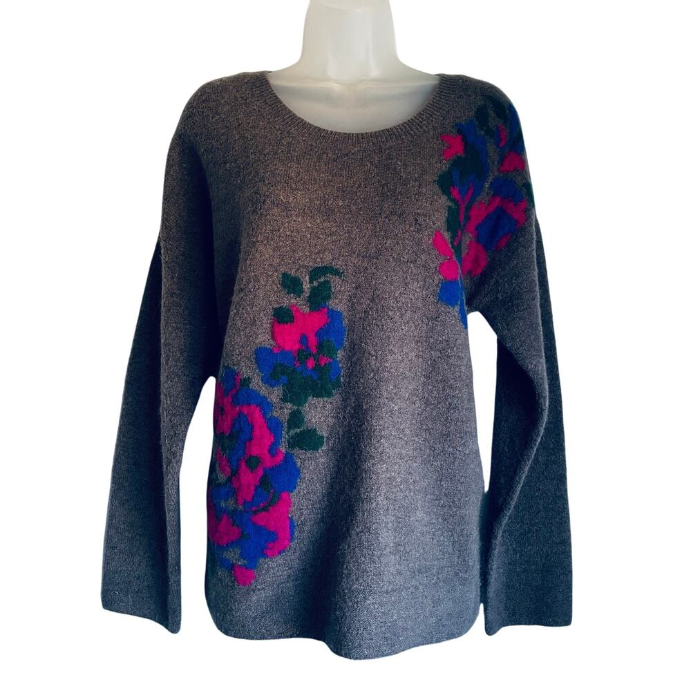 Soft Surroundings Wool Alpaca Floral Jacquard Sweater Small Sample